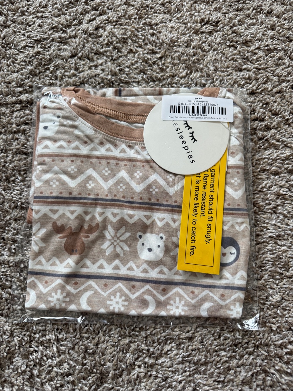 NWT Little Sleepies Frosty Fair Isle two-piece long sleeve pajama set, 5/6